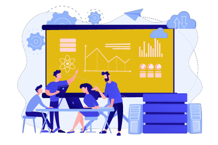 Team working on business intelligence and data projects